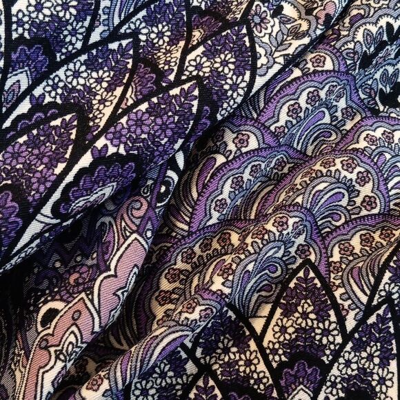 Connected Apparel Purple Feathery Dress. Patchwork. Feathers. Arabesque. - Picture 10 of 10